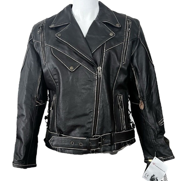 Xelement Jacket Men Size 2XL Vintage Distressed Leather Motorcycle Zip Out Liner - Picture 1 of 9